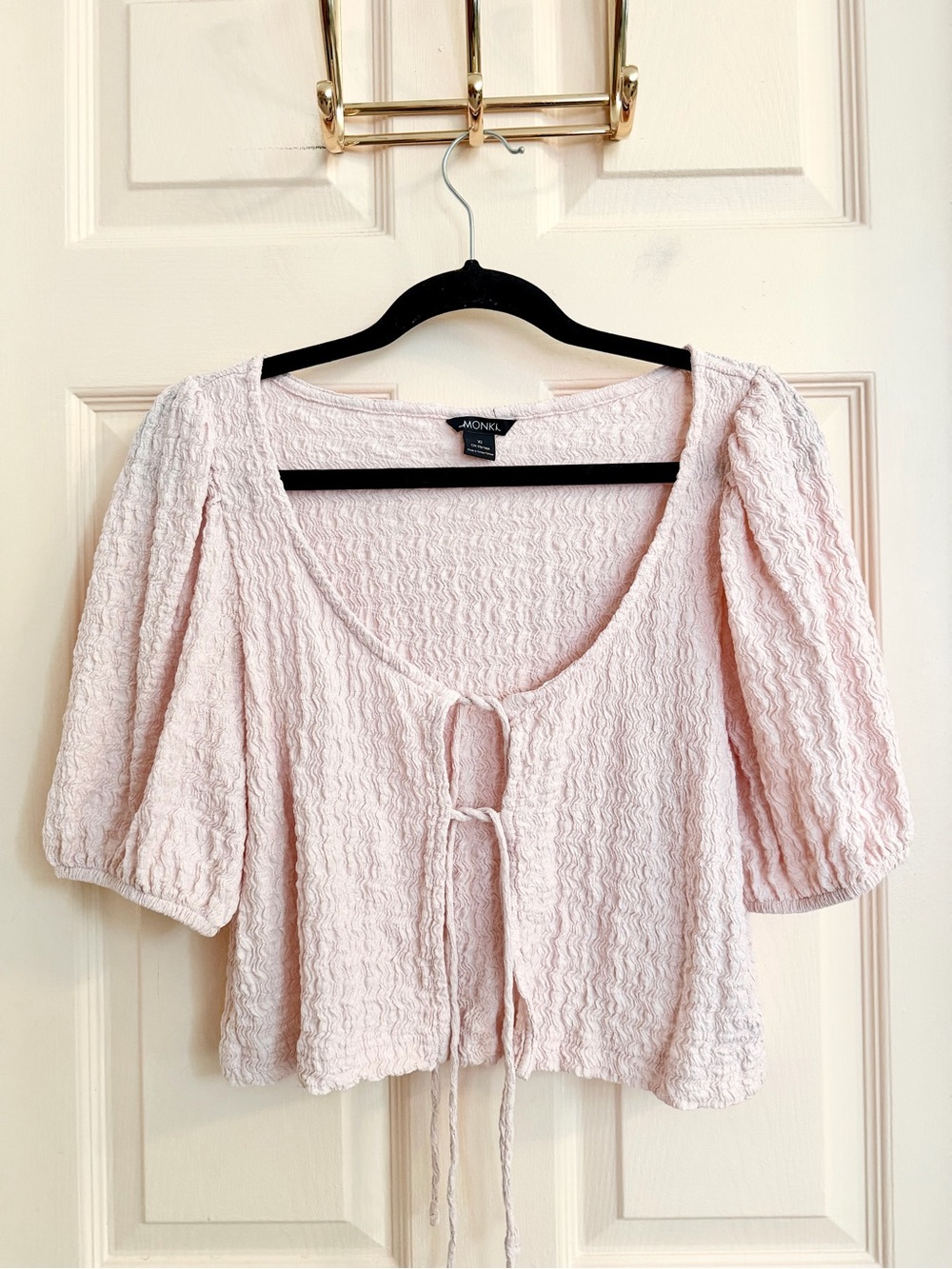 Pink tie front Monki crop top